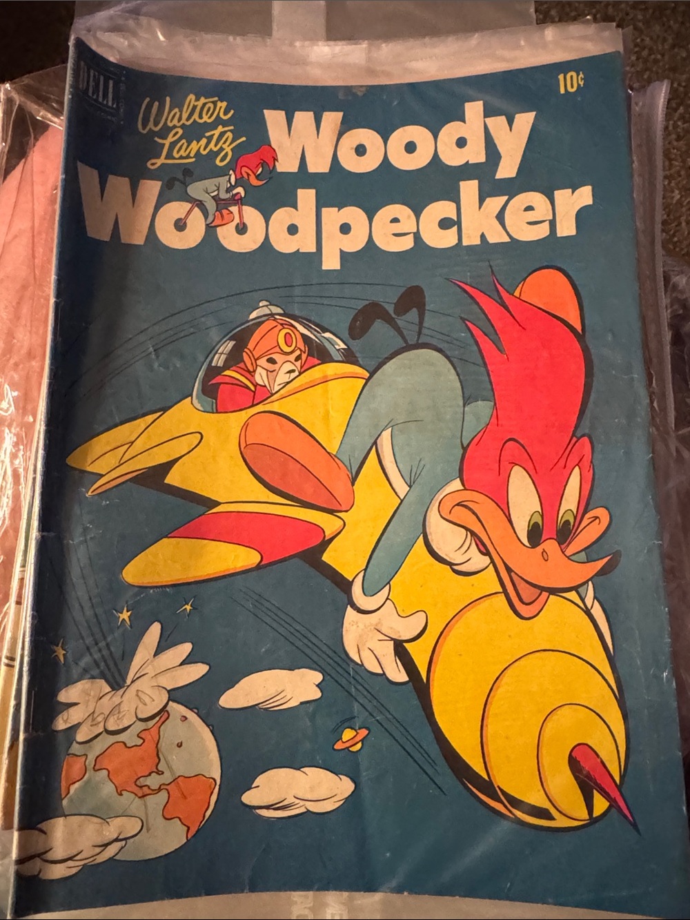 Woody Woodpecker Vintage Comic Cover - Blue & Yellow
